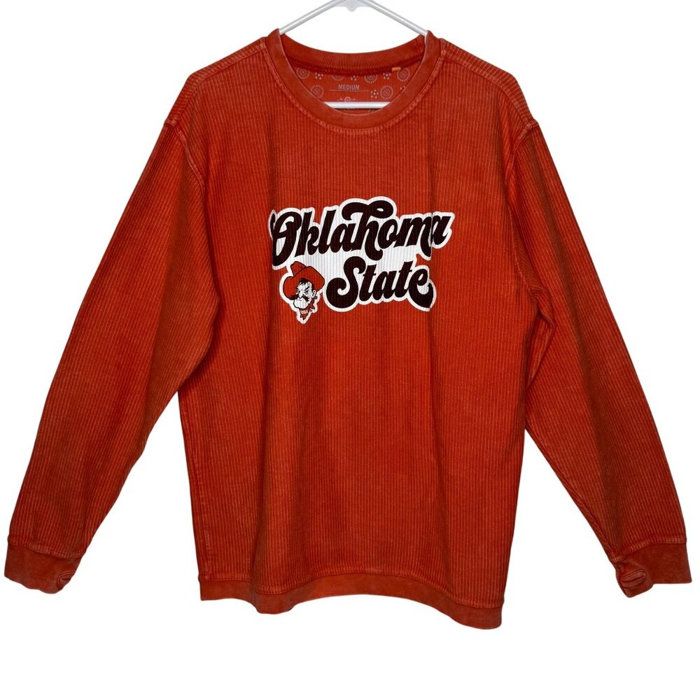 Three Square Oklahoma State Cowboys Acid Wash Orange Pullover Unisex size M
